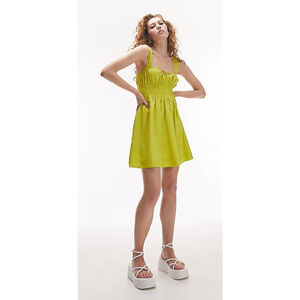 Topshop Channeled Mini Dress in Chartreuse NWT Size 12